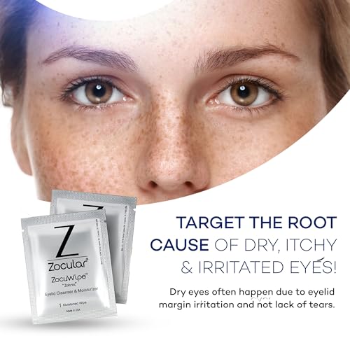 Zocular Zocuwipe Eyelid Wipes with Natural Okra Complex ? Gentle Eyelid Cleansing & Moisturizing Pads ? 40 Count