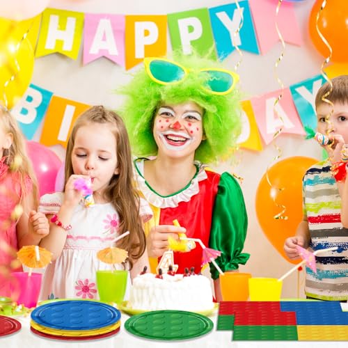 80PCS Building Block Birthday Party Supplies Set - Plates & Napkins for 20 Kids