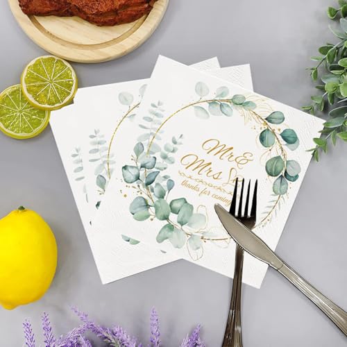 50 Pack Mr and Mrs Cocktail Napkins for Weddings & Parties