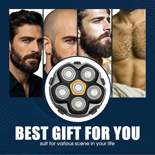 Magnetic 6-Blade Replacement Head for 6D Rotary Electric Shavers