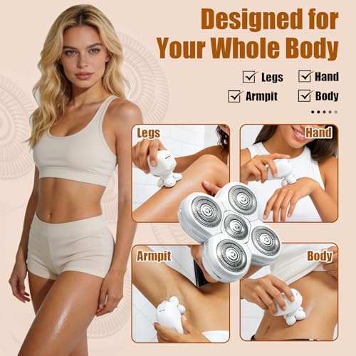 5 Head Shaver Replacement Blade Refills compatible with Freebird FlexSeries Shavers Head for Women,Smooth Legs, Body Hair, & Pubic Shaver Heads (White/2PCS)