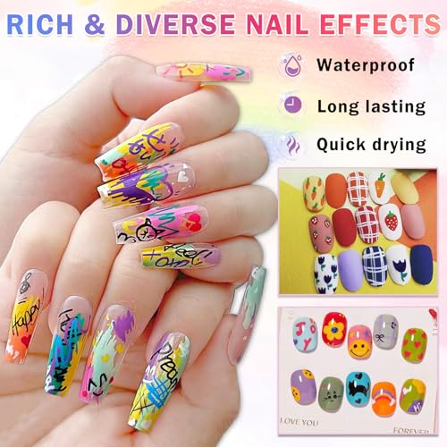 IONSGAKO 12 Colors Nail Art Pens Set Quick Dry Nail Polish Markers