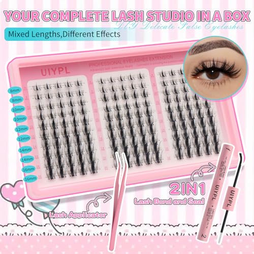 UIYPL Lash Cluster Kit - 150pcs Natural Volume Eyelash Extensions