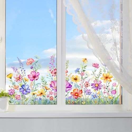 Wildflower Window Clings - 2 Sheets Double-Sided Floral Stickers