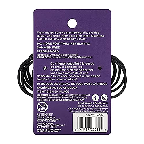 Goody Ouchless Hair Elastics - Black, 36 Count (Pack of 2)