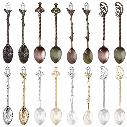 Retro Zinc Alloy Coffee Spoons - Vintage Dessert Spoon Set (16 Pcs)