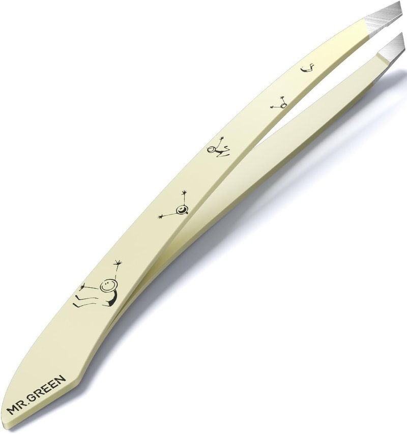MR.GREEN Tweezers,Professional Precision Eyebrow Tweezers for Women and Men, Tweezers for Facial Hair Women, Stainless Steel Slanted Hair Removal Tweezers, Eyebrow Plucker, Ingrown hair tweezers