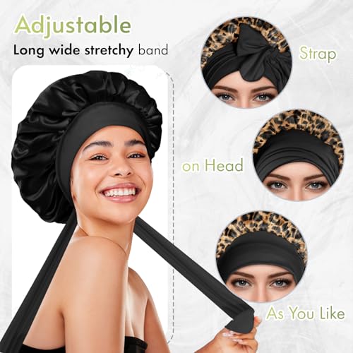 Bonnet Queen Adjustable Satin Hair Bonnet for Curly Hair - Double Layer Night Cap