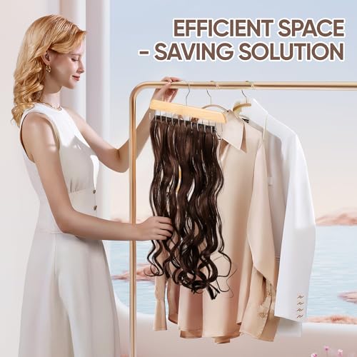 Wood Hair Extension Holder Hanger 2 Pack - Tangle-Free Storage Organizer