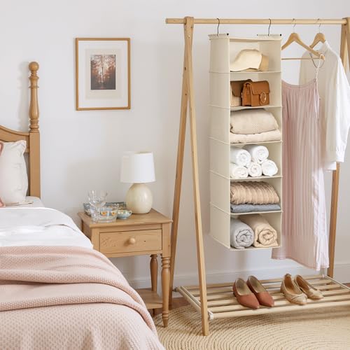 6-Shelf Hanging Closet Organizer - Foldable Storage for Small Spaces
