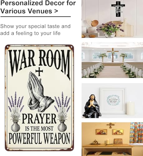 Vintage Christian Prayer Tin Sign - Powerful Weapon Wall Art