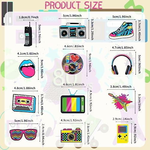 12 Pcs 80s Retro Music Keychains – Acrylic Party Favors