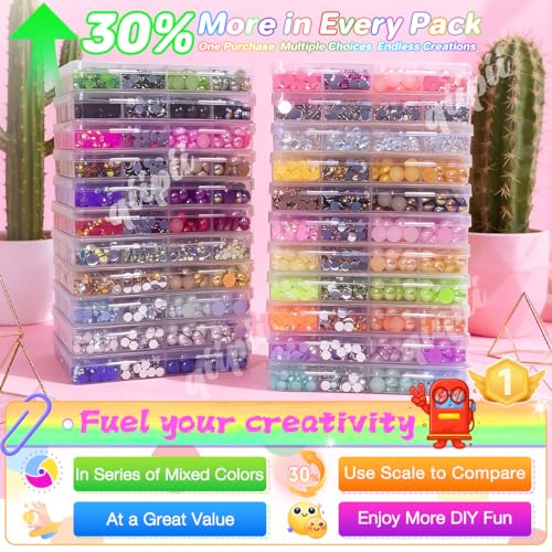 Qiipii Pure White Series Flatback Pearls & Rhinestones Craft Kit for Nails & DIY Projects