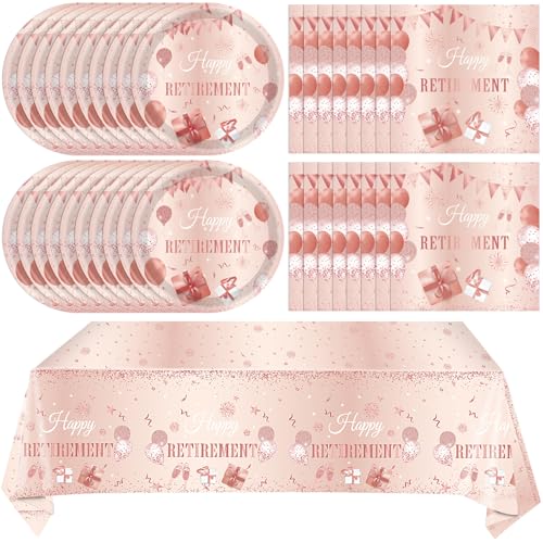 Rose Gold Retirement Party Supplies Set - 41 Pieces Tableware for 20 Guests