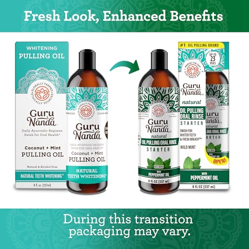 GuruNanda Coconut & Mint Pulling Oil Mouthwash - 8 Oz, Alcohol-Free