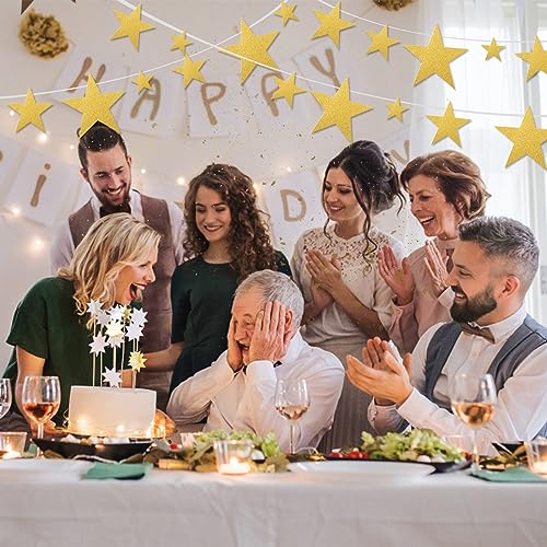 180 Pcs Gold Glitter Star Cutouts for Party Decorations - 4 Sizes
