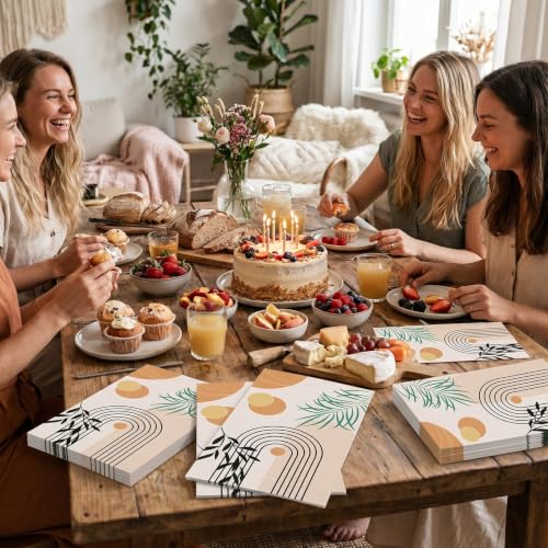Boho Disposable Paper Hand Towels - 100 Pack, 4.3x7.8"