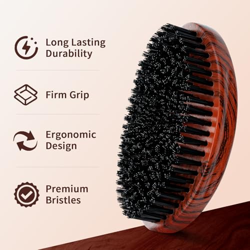360 Curved Wave Brush for Men - Hard Bristle Hair Styling Tool