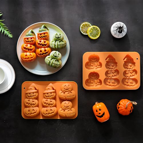 2-Pack 3D Pumpkin Silicone Molds for Halloween Baking