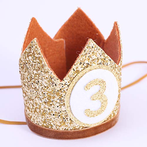 Glitter Baby Crown for 3rd Birthday - Handmade Party Hat