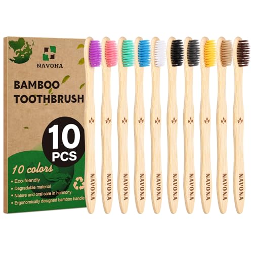 10-Pack Eco-Friendly Bamboo Toothbrushes with Soft Bristles