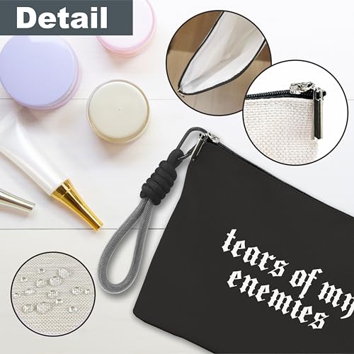 Gothic Tears Of My Enemies Makeup Bag with Hand Strap - Waterproof Cosmetic Organizer for Women