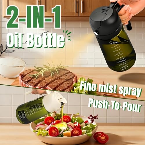 2-in-1 Olive Oil Sprayer and Dispenser - 16oz Glass Spray Bottle