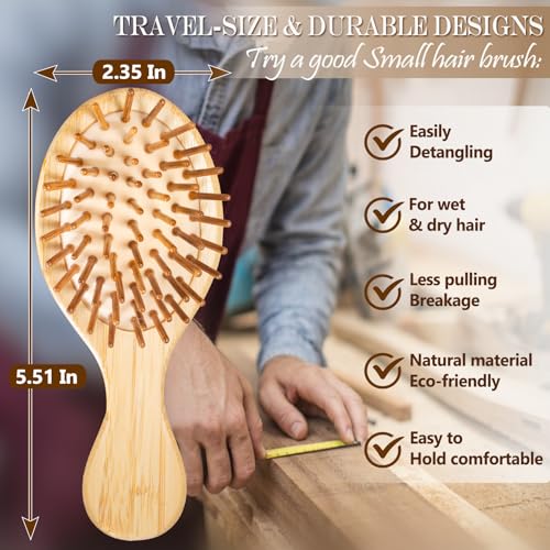 Violet 2 Pack Mini Travel Hair Brush for Detangling Curly, Thick, Wet & Dry Hair