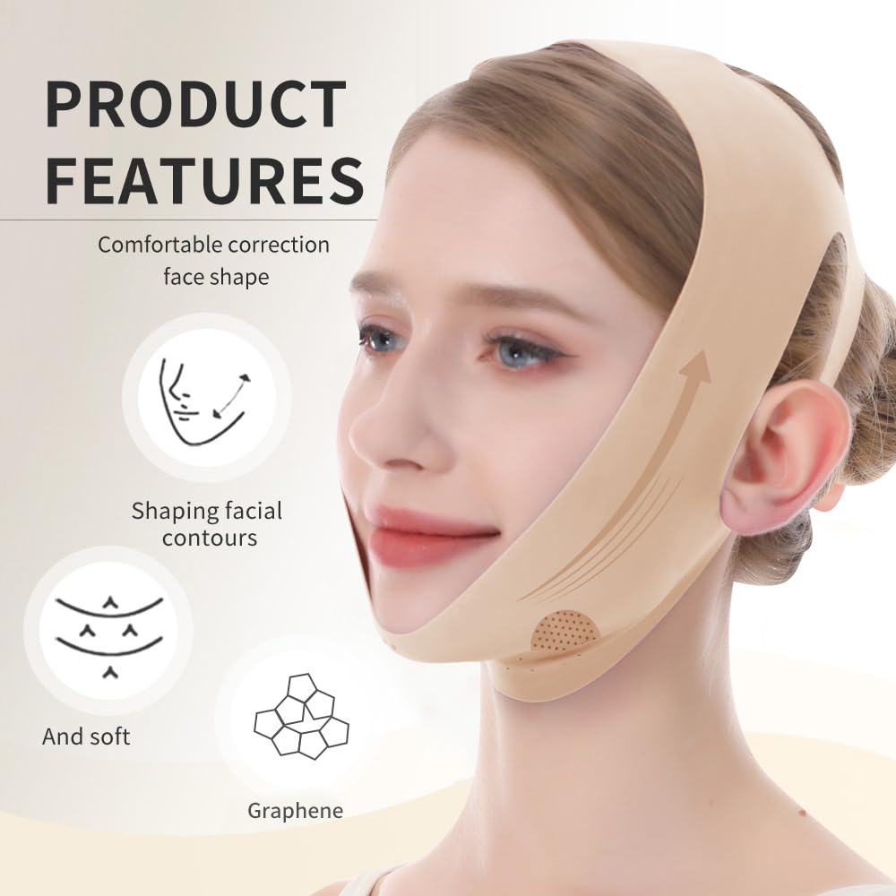 V Line Lifting Mask - Reusable Chin Strap for Double Chin Reduction | Face Slimming & Jawline Shaping, Medium Size