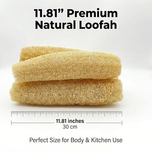 Natural Loofah Body Scrubber 4-Pack - Biodegradable Exfoliating Sponge