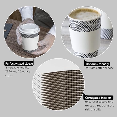 Disposable Coffee Cup Sleeves - 50 Pack, Fits 12-20 oz Cups, Heat-Resistant