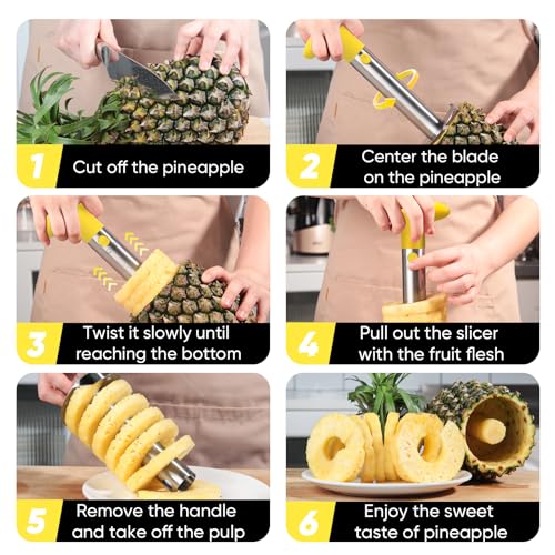 Stainless Steel Pineapple Corer - Quick & Easy Fruit Slicer
