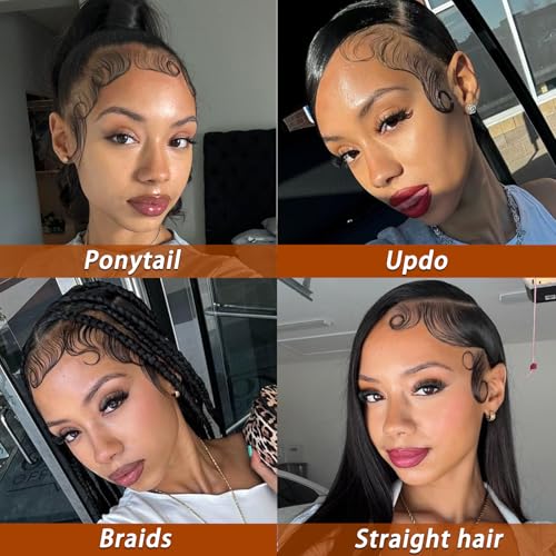 Laysson 4 Pcs HD Lace Baby Hair Strips - Reusable Virgin Human Hair Edges