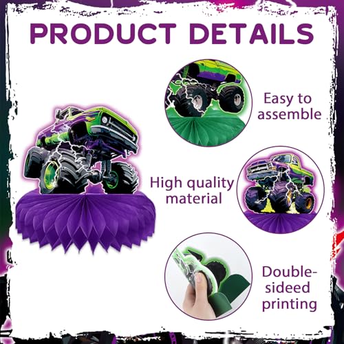 Monster Truck Birthday Party Centerpieces - 12PCS Honeycomb Decor