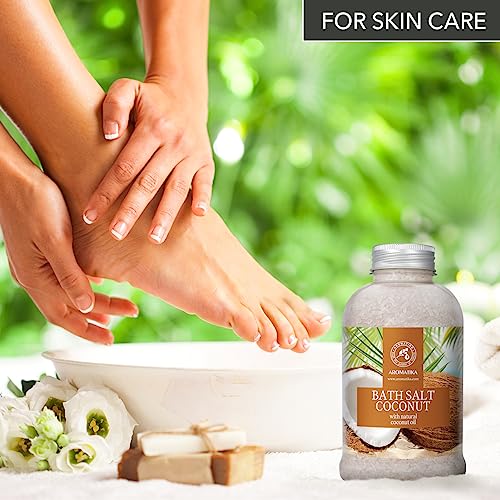 AROMATIKA Coconut Sea Salt Bath Soak - 21.16 oz Natural Mineral Bath Salts