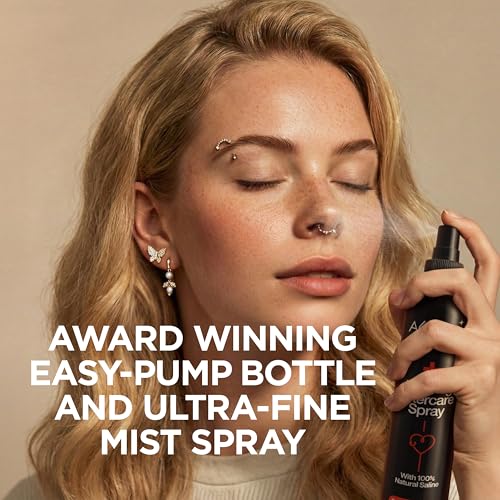 Piercing Aftercare Spray | Ear Piercing Cleaner 8oz | Saline Spray for Piercings; Saline Solution for Piercings; Aftercare of Pierced Ear, Septum, Belly, Nose, Body; Pierce Cleaner Salt Mist Solution