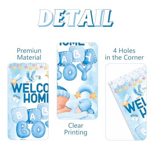Welcome Home Baby Boy Banner - 6x3 FT Blue Sign for Celebrations