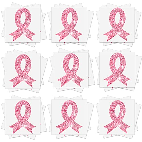 240 Pcs Breast Cancer Awareness Temporary Tattoos, Pink Ribbon Glitter