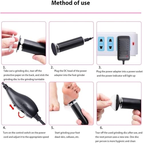 Electric Foot Callus Remover - Pink Pedicure Tool with 60 Discs