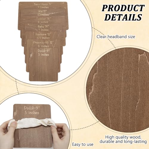 7 Pack Wooden Head Band & Hair Bow Size Measuring Boards for DIY Crafts