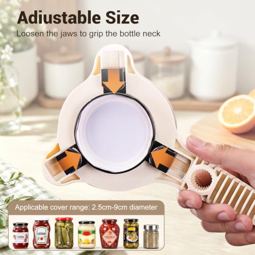 Adjustable 4-in-1 Jar Opener for Seniors with Non-Slip Grip