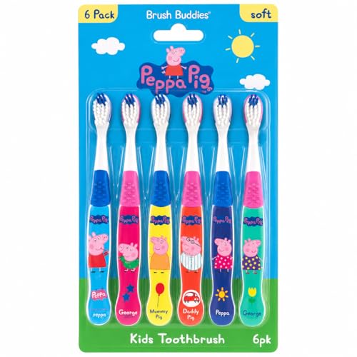 Peppa Pig Kids Toothbrush 6 Pack with Soft Bristles