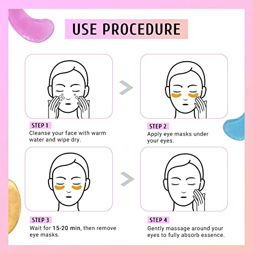Peauamie 3Mix Under Eye Patches Set - Gold, Hyaluronic Acid & Rose for Dark Circles & Puffiness