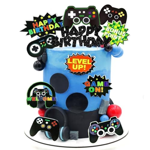 21-Piece Video Game Cake Toppers Set for Birthday Parties