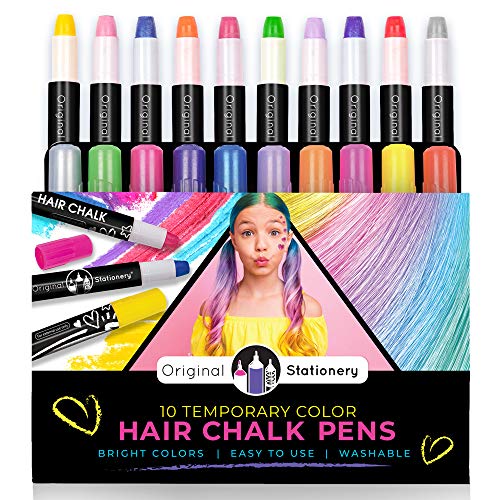 Original Stationery 10-Pack Washable Temporary Hair Chalk Pens for Kids