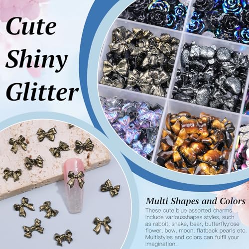 850-Piece 3D Nail Art Charms Kit with Rhinestones & Pearls