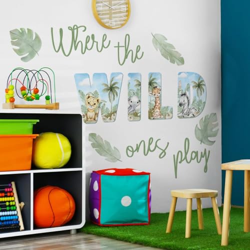 Watercolor Jungle Animal Wall Decals - Removable Nursery Stickers