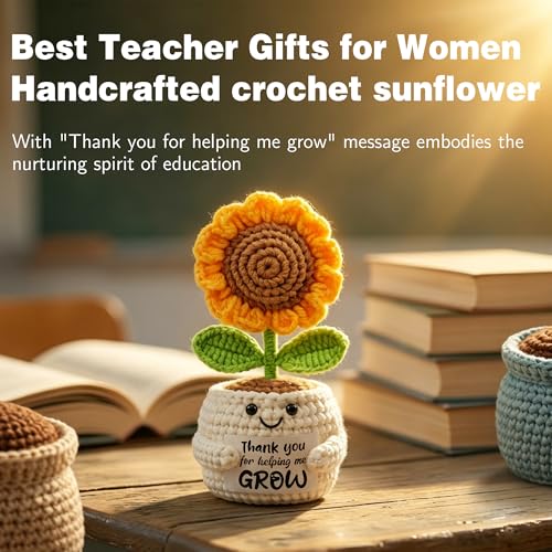 U-Goforst Teacher Appreciation Gift Set with Crochet Sunflower & Accessories