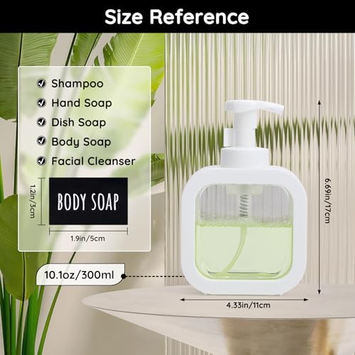 Segbeauty 300ml Foaming Soap Dispenser - 2 Pack Refillable Pump Bottles
