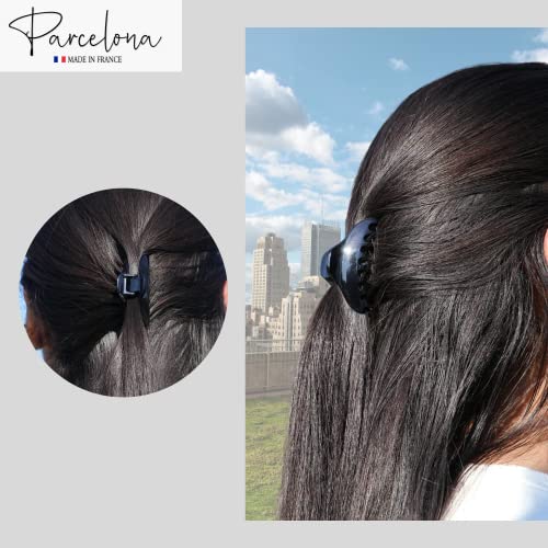 Parcelona French Small Black Hair Claw with No-Slip Grip